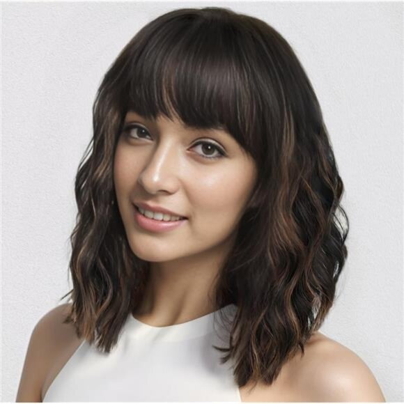 Other - Short Wavy Wigs for Women Black mixed Brown